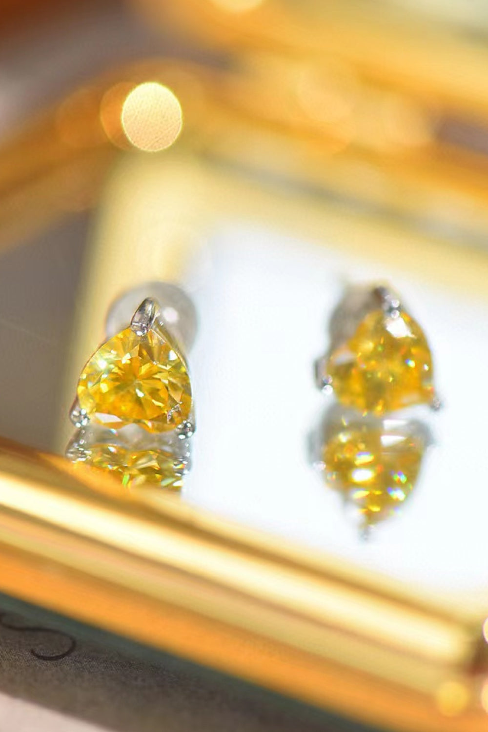 2 Carat Yellow Heart Moissanite Platinum-Plated Earrings - Undeniably LUXE