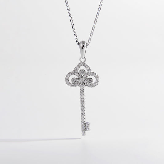 Sterling Silver Key Shape Necklace